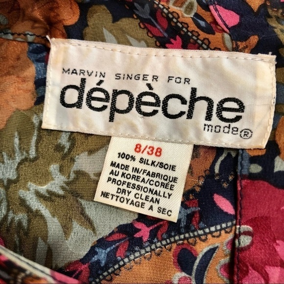 Vintage 1980s 80s Marvin Singer for Depeche Mode silk dress floral paisley 8/38 - Picture 11 of 12